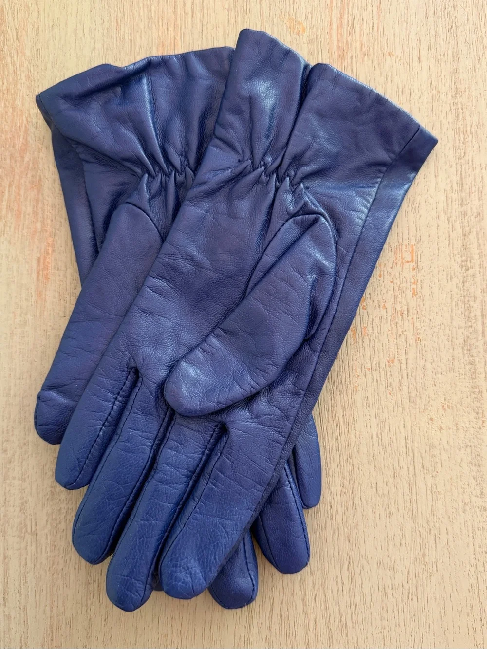 Lauren Ralph Lauren Vintage Blue Leather Retro 3 Button Driving Gloves Size M
